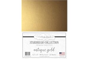 CARDSTOCK WAREHOUSE PAPER COMPANY Cardstock Warehouse Stardream Antique Gold Pearlescent Cardstock Paper - 8.5 X 11 Inch - 105 Lb. / 284 Gsm Cover - 25 Sheets
