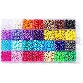 Hudinsun 28 Colors 700pcs Pony Beads Set for Bracelets, 6x9mm Large Plastic Pony Beads Kandi Beads Friendship Bracelet Making