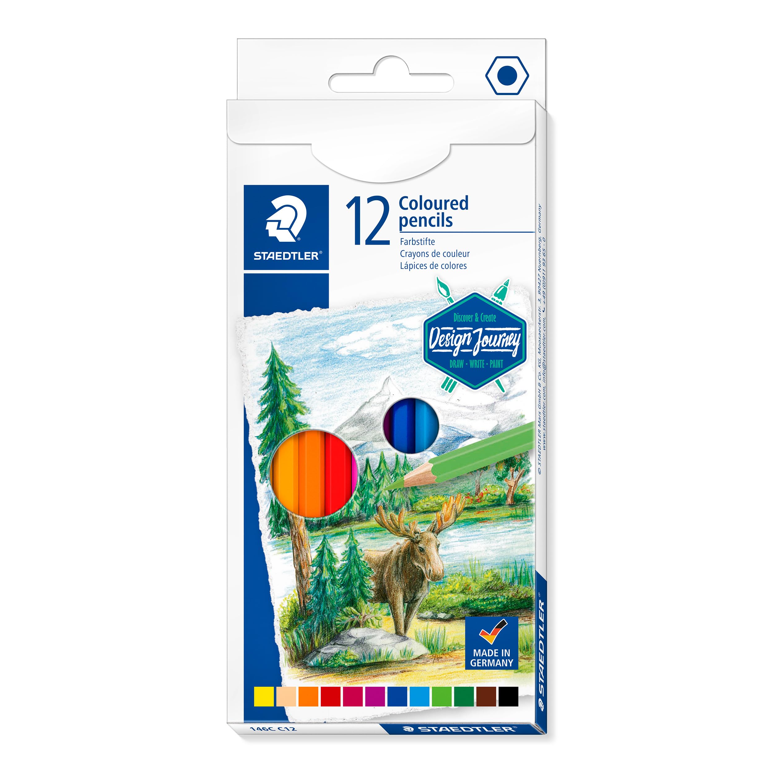 Staedtler Design Journey 146C Box of 12 Assorted Coloured Pencils