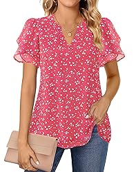 Women's Short Sleeve Tops, Pink Blouses for Women