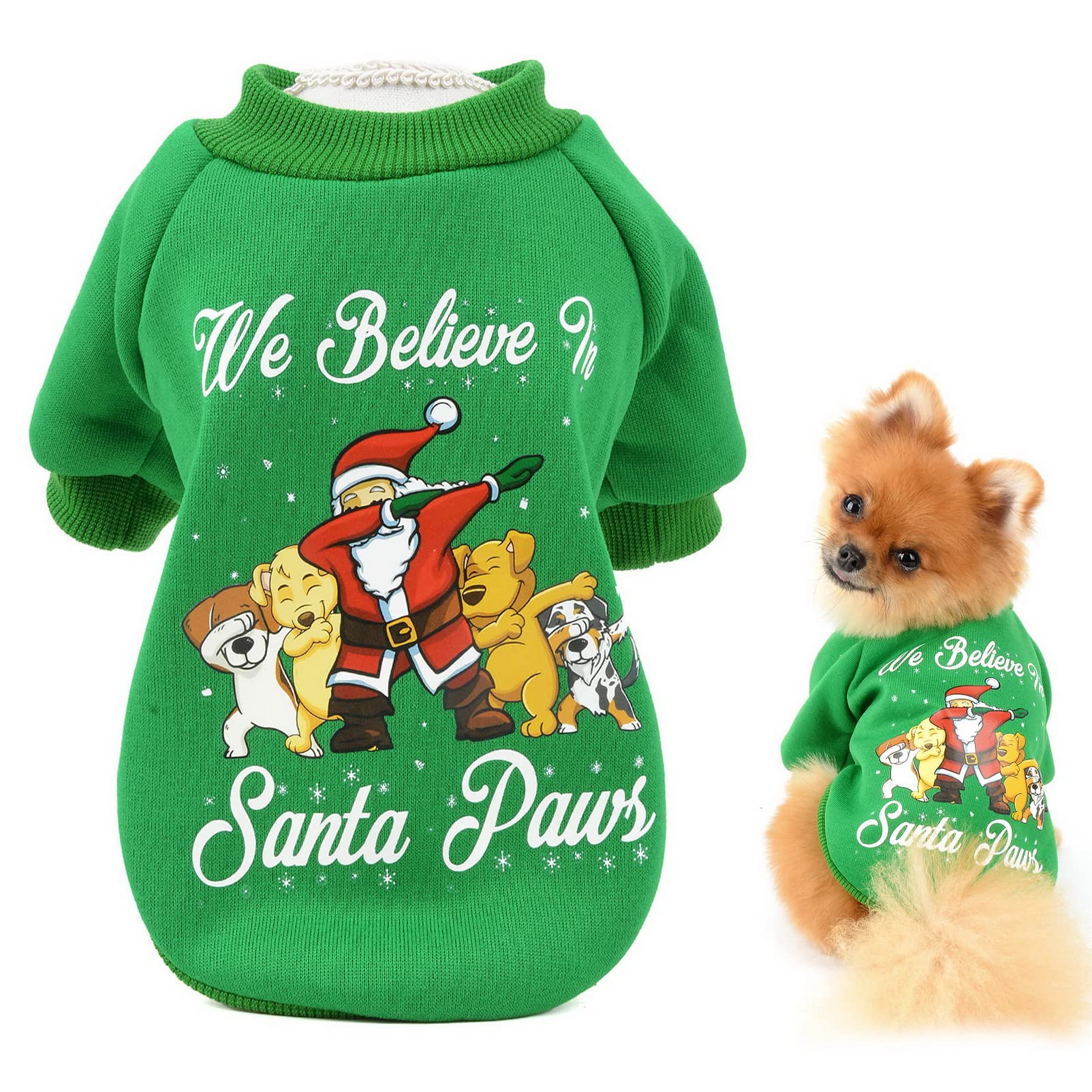 SMALLLEE_LUCKY_STORE Dog Santa Party Christmas Jumper Sweatshirt for Puppy Small Dogs Cats Chihuahua Xmas Sweater