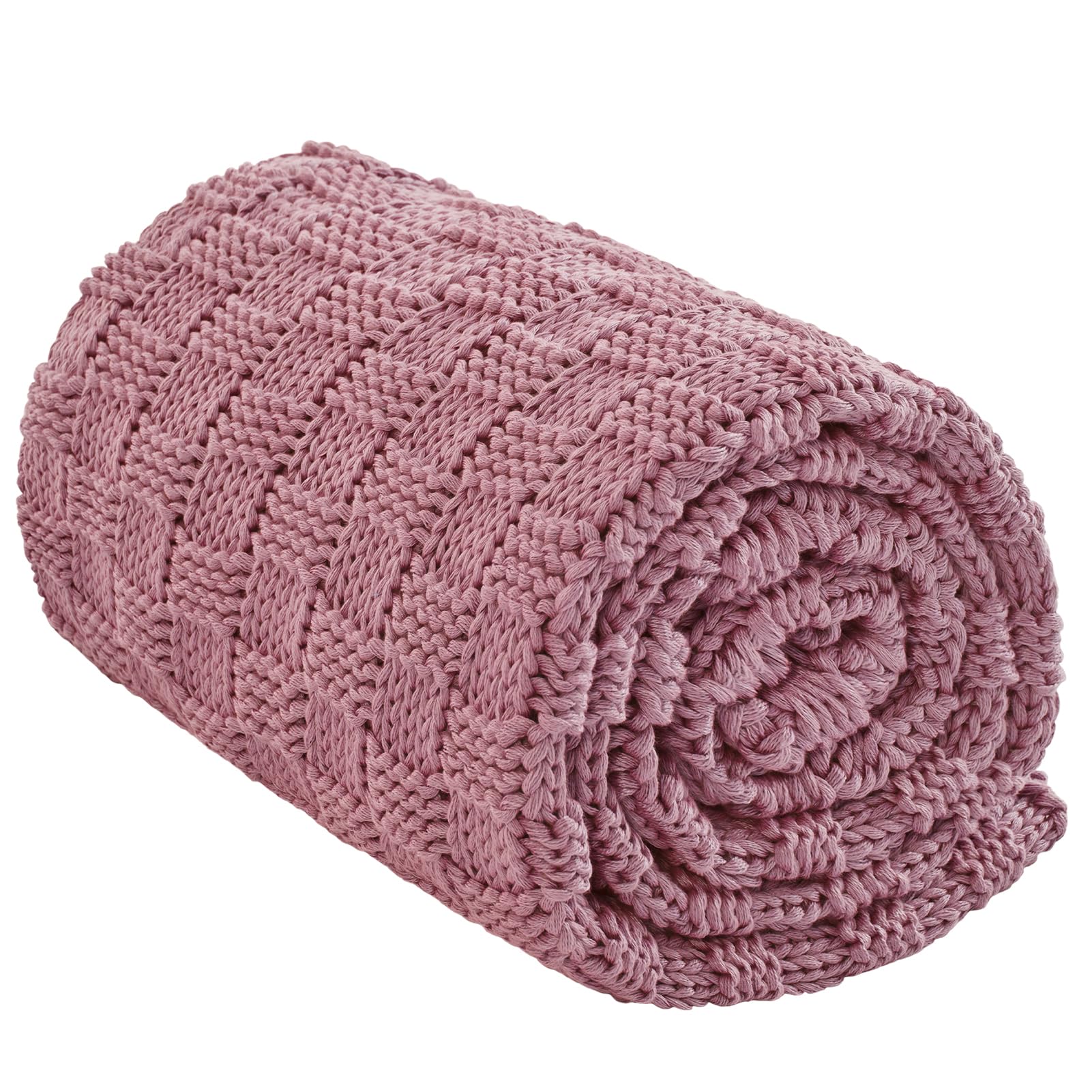 Photo 1 of Wellfeel Knitted Weighted Blanket for Adult, No Beads Heavy Blanket 48” x 72'' 10lbs, Breathable Chunky Knit Blanket, Cooling Weighted Blanket for Hot Sleepers, Christmas Home Decor (Pink)