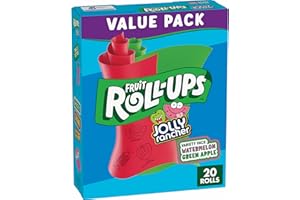 Betty Crocker Variety Pack Fruit Roll-Ups Fruit Flavored Snacks, Jolly Rancher Green Apple & Watermelon, 20 Count