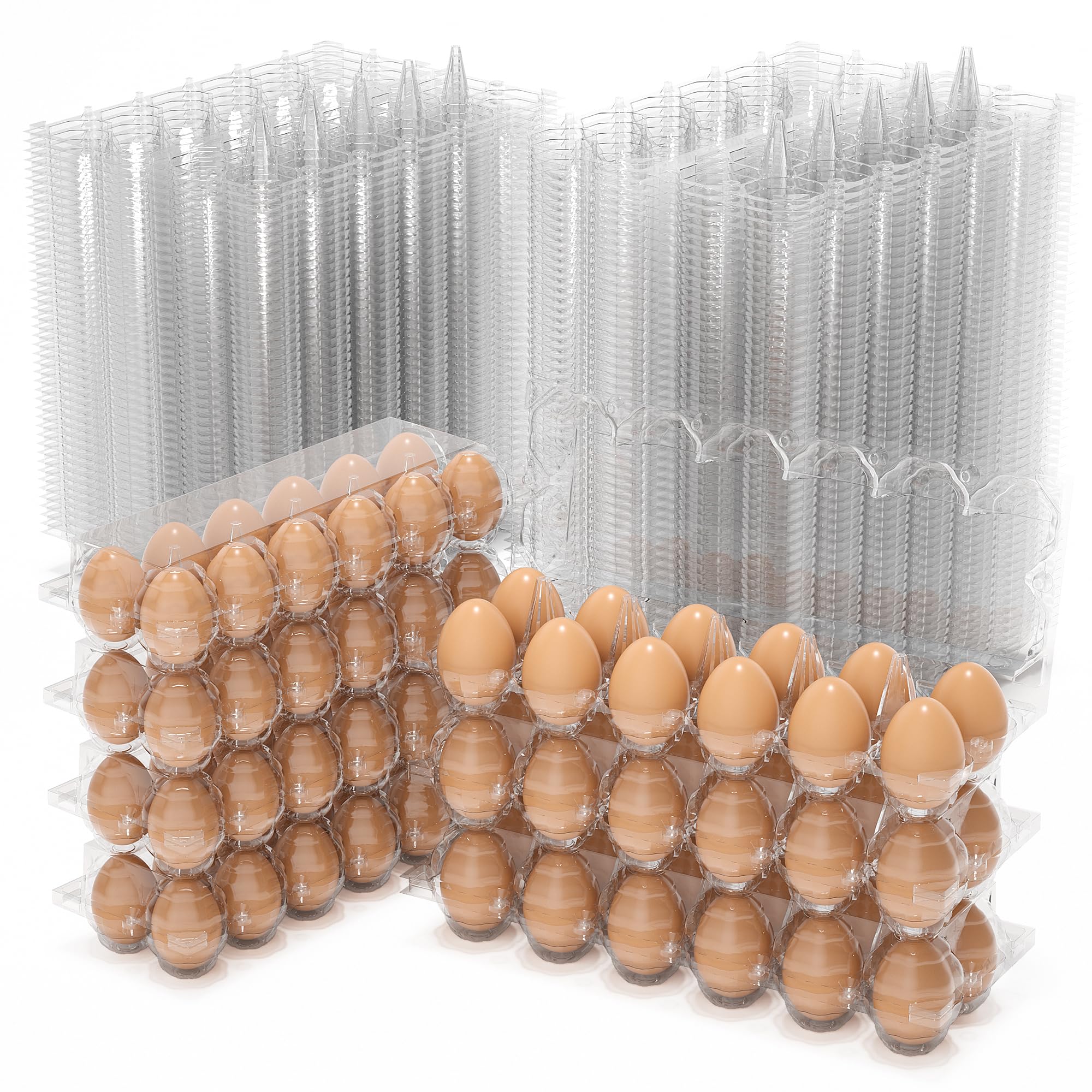 Photo 1 of 100 Pack Egg Cartons Cheap Bulk, 12 Count Clear Empty Egg Cartons for Fresh Chicken Eggs, 2x6 Grids Reusable Egg Holder Trays for Refrigerator Use, Chicken Farming, Family Storage and Market Purpose