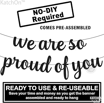 Amazon Com Felt We Are So Proud Of You Banner Black No Diy Required Nurse Graduation Decorations 21 Proud Of You Banner For Class Of 21 College Graduation Decor
