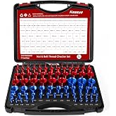 Nut and Bolt Thread Checker, 82Pcs Thread Checker 38 Standard and 44 Metric | Detachable Bolt Thread Checker, Suitable for Narrow or Tricky Areas Nut or Bolt Size Finder, Thread Gauge with Storage Box