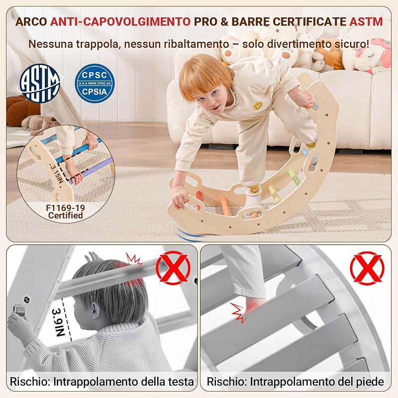 Arrampicata per Bambini 8 in 1, Triangolo Pikler, Colori Mix
