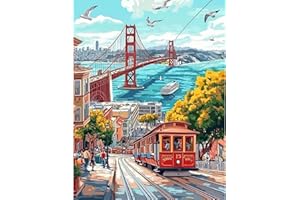 QENSPE Landscape Diamond Art Kits for Adults, 5D DIY Diamond Painting Art Round Full Drill Kits for Beginners, Seaside City S