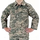 Rothco Kids Camo BDU Shirt - Cargo Uniform Jacket Long Sleeve Utility Shacket, ACU Digital Camo, XS