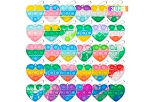 DODOLOL 30 Pack Pop Heart Keychain It Heart Fidget Toy Kids Party Favors Its Heart Keychains Bulk Mini Heart Pops Toys for Bos Girls Valentines Day Gifts for Kids Classroom Prizes Goodie Bag Stuffers