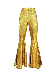Womens Sequin Flare Pant Sparkly High Waisted Leg