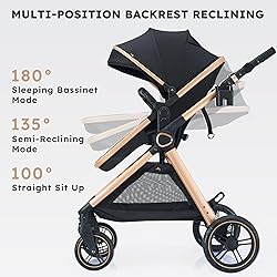 Accombe 2 in 1 Baby Stroller, Convertible Bassinet