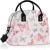 Clastyle Women Lunch Box Bag Flower Large Camping Adult Lunch Tote Insulated Cooler Bag for Office Work Picnic,Pink Butterfly