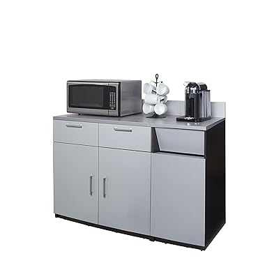 Coffee Kitchen Cabinets Set, Espresso/Silver, Factory Assembled