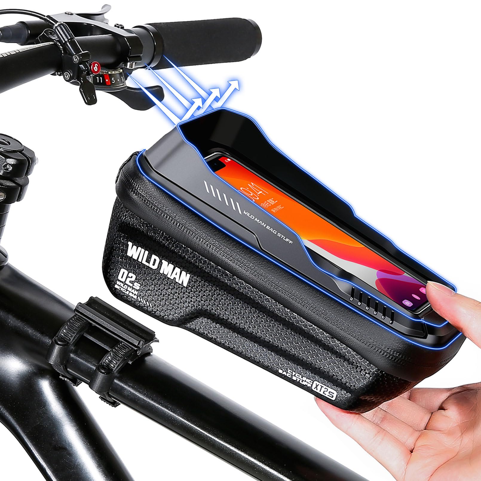 Faireach Upgraded Bike Frame Bag Waterproof Phone Holder for Bike Flip Design