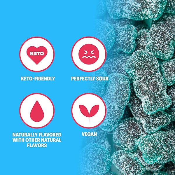 SHAMELESS SNACKS – HEALTHY LOW CALORIE SNACKS, LOW CARB KETO GUMMIES (GLUTEN FREE CANDY) – 6 PACK SOUR BLUE RASPBERRY