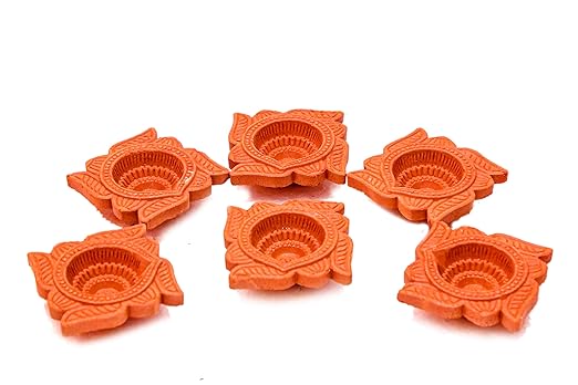 Mahakal Handmade Clay Diya Round (Set of 06 Pcs) for Diwali Decoration