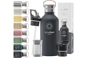 BEMAXX Stainless Steel Water Bottle with Straw, Infuser & 3 Lids: 18/32 OZ Leak-Proof Vacuum Insulated ACTIVE FLASK Drinking Bottles Hot Cold: Double Walled Outdoor Drink Thermo Mug Tea Coffee Sport Gym Bike