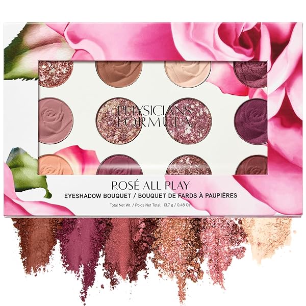 PHYSICIANS FORMULA ROSÉ ALL PLAY EYESHADOW MAKEUP PALETTE, BOUQUET, 12 PAN EYE MAKE UP