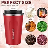 MOMSIV 380ml Stainless Steel Coffee Cup with Leak-Proof Lid Red view 2