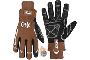 HANDLANDY Insulated Work Gloves, Ware-Resistant Leather Palm Winter Work Gloves for Men Cold Weather