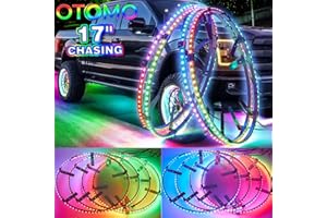 OTOMO 17" Wheel Ring Lighting Kit DREAMCOLORS with APP&IR, 288LED Chaser Flows Dancing Color Neon Rim Light with Turn&Braking Signal for Truck Car SUV (Rotor Brake Dia≤16", 20"≤Rim Inner Edge Dia≤23")