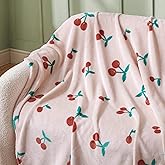 Bedsure Cute Cherry Throw Blanket - Soft Fleece Cherry Decor Throw for Girls Boys Teens Kids as Gifts, GentleSoft Aesthetic Cozy Fuzzy Fruit Pattern Blankets for Couch Sofa Bed Camping, 50x60