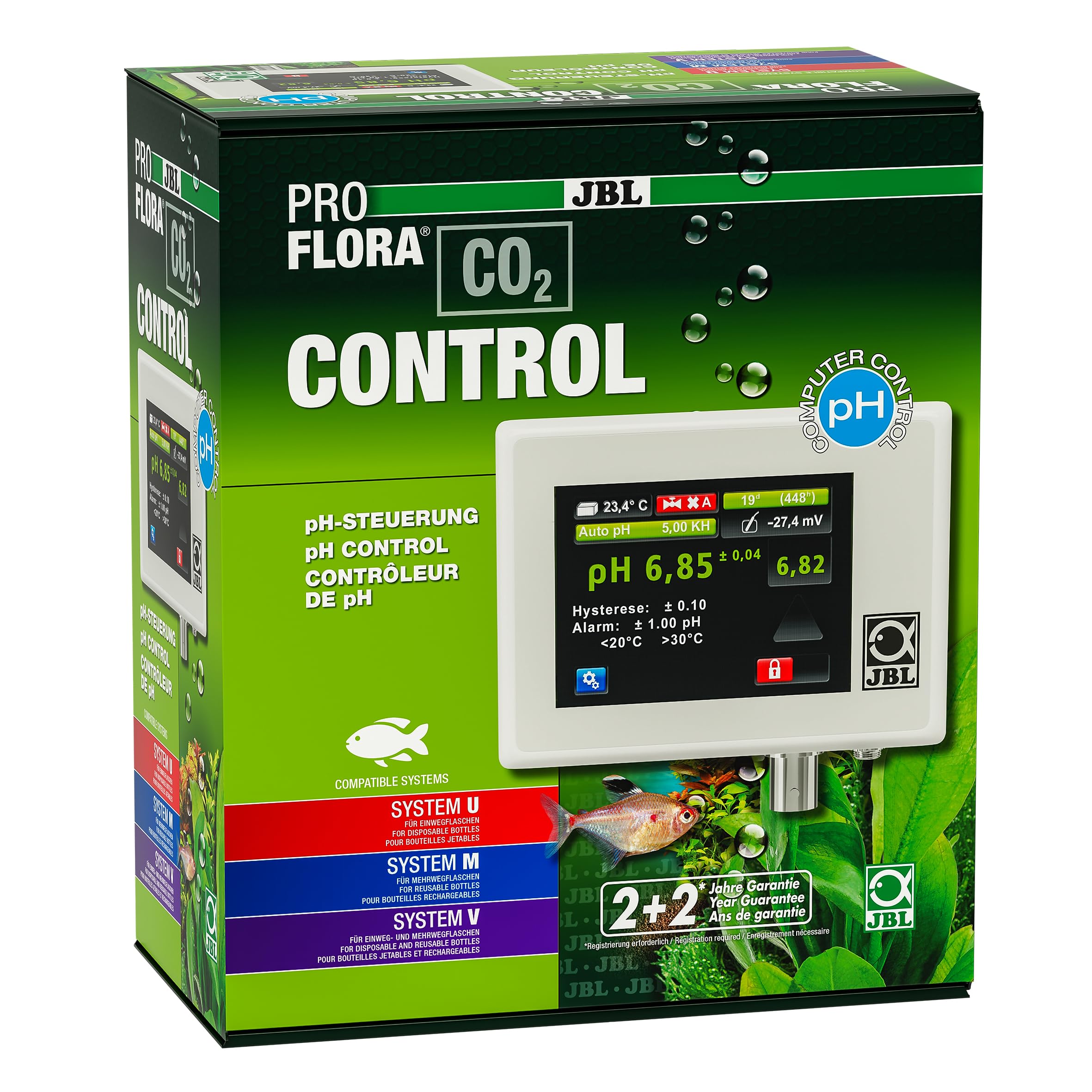 JBL PROFLORA CO2 CONTROL, Mess- und Steuercomputer, Automatische CO2-Zugabe und pH-Regelung, Inkl. Zubehör