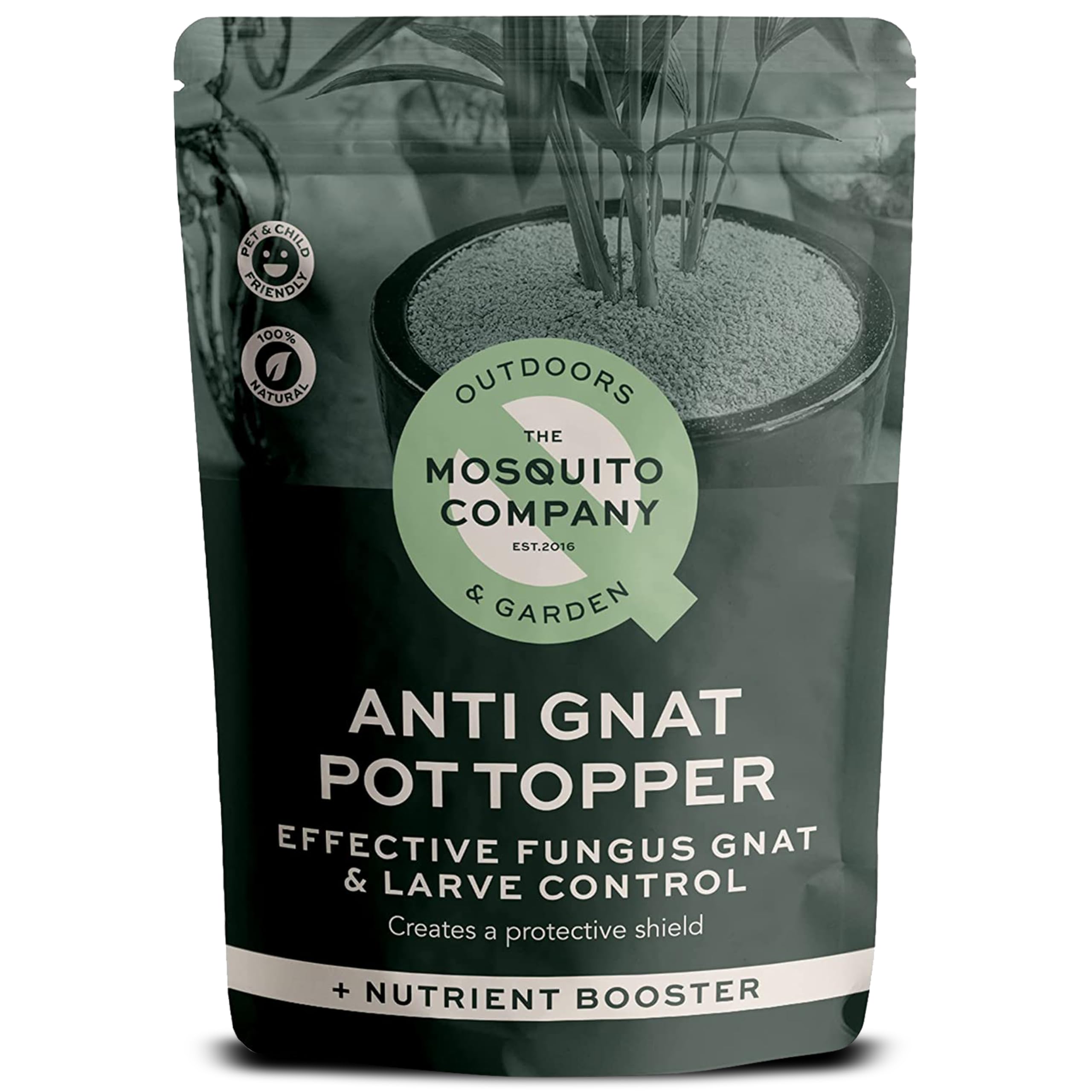The Mosquito Company, Anti Gnat stops gnats laying larvae, fungus gnat pest control, house plant top topper, 100% natural solution with no pesticides, nutrient rich minerals, keeps soil hydrated 1L