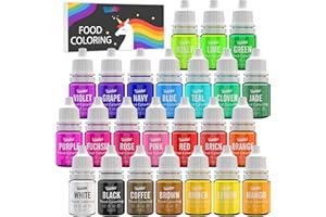 Food Coloring Set - 24 Vivid Colors Food Coloring Set for Baking, Cake Decorating, Fondant, Cookie and Macaron - Liquid Taste
