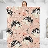 Cute Hedgehog Throw Blanket - Ultra Soft, Plush, Lightweight, Warm, Fuzzy Anti-Pilling Flannel Blanket for Couch, Bedroom, Travel, Sofa, Living Room 50in×60in