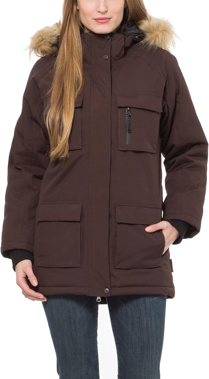 Berydale Women's Parka with Hood, Water and Wind Proof, brown, size 42