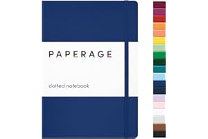 Paperage Dotted Journal Bullet Notebook, Hard Cover, Medium 5.7 x 8 inches, 100 gsm Thick Paper (Navy, Dotted)