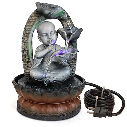TIED RIBBONS Monk Water Fountain for Show Piece Decor Garden Outdoor Home Decor Gifts Home Decoration Indoor Living Room Waterfall Decorative Item
