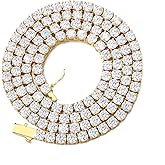 BREN Tennis Necklace - 3mm 4mm 5mm Iced Out Diamond Tennis Chain 5A Cubic Zirconia Necklace - 18K/White Gold Plated Flat Tennis Necklace for Women and Men Size 16"-22"
