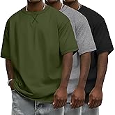 Neer 3 Pack Men's Oversized T Shirts Lightweight Crew Neck Tees Short Sleeve Loose Fit Tops Soft Casual Basic Blouse