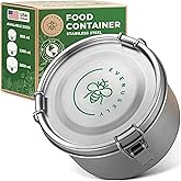 Stainless Steel Food Storage Container with Lid - 40 oz / 1.2 L - Metal Lunch Box + Meal Prep Tin with Food Safe Leakproof Seal - Stackable Pantry Snack Organizer - Reusable Travel Lunch Container