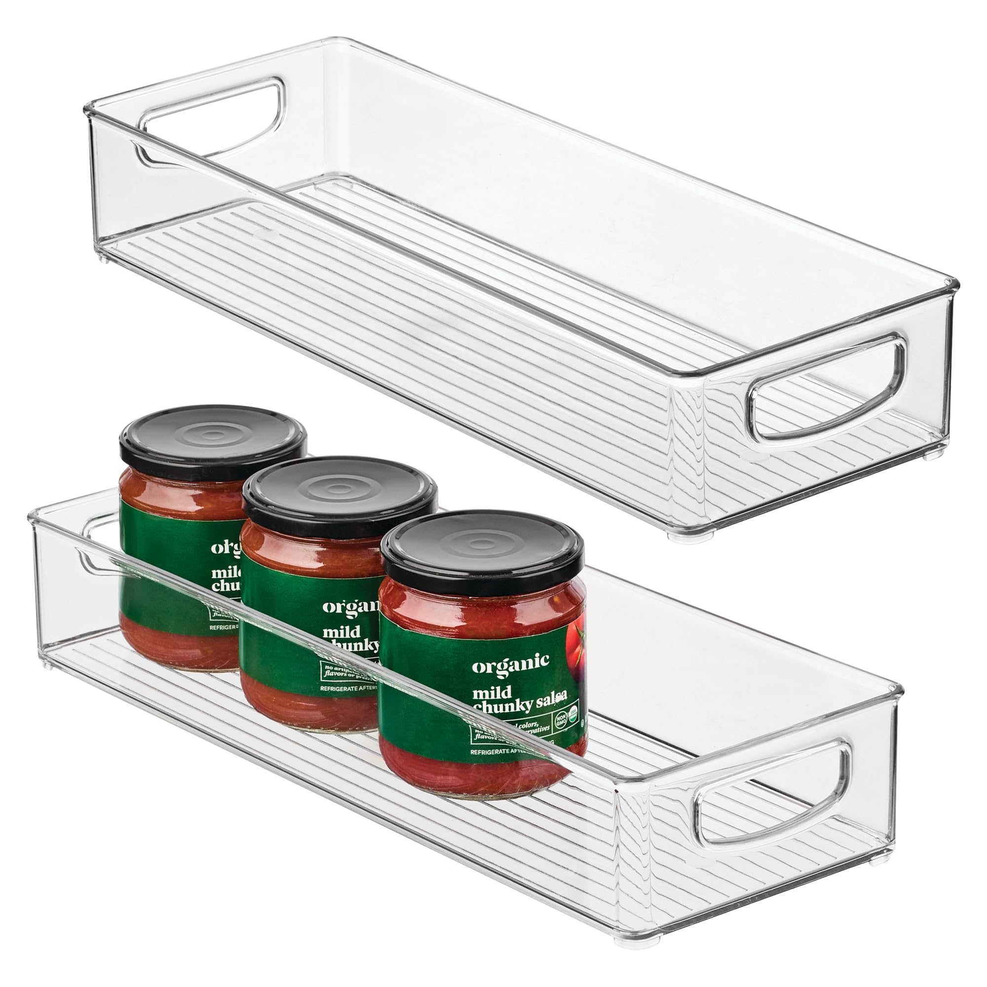 Photo 1 of iDesign Plastic Stackable Pantry Bin - Organizer Bin with Handles for Cabinets or Fridge - Set of 2 - Clear