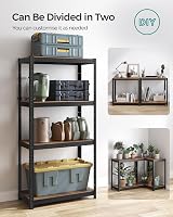 SONGMICS Shelving Unit 40 x 80 x 160 cm Rustic Brown Black 520 kg Load view 6