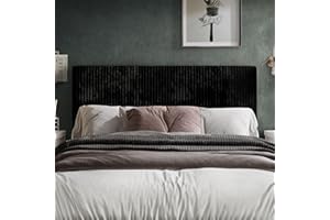 Castle Place Queen Corduroy Velvet Upholstered Adjustable Headboard, Black