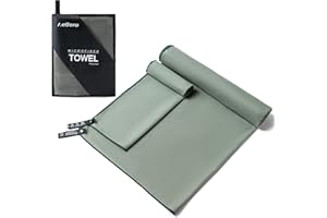 Aegero Camping Towel,2 Pack Microfiber Travel Sports Towel,Quick Dry - Super Absorbent - Ultra Compact -Ultra Soft - Lightweight.Suitable for Gym,Yoga,Trip,Beach, Shower, Backpacking,Pool(Army Green)