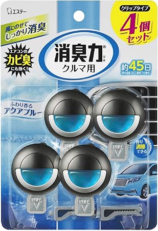 Amazon クルマの消臭力 クリップタイプ 車用 さわやかアクアブルー 3 2ml 4個セット 車 消臭剤 消臭 芳香剤 消臭力 ドラッグストア