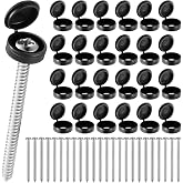 Zhengmy 24 Set Shutter Fasteners Screws Caps, 3 Inch 304SS, Black | Stainless Steel Pins for Windows Shutters Railings Furniture, Vinyl Covers for Clean Look, Bulk Outdoor Hardware Fasteners