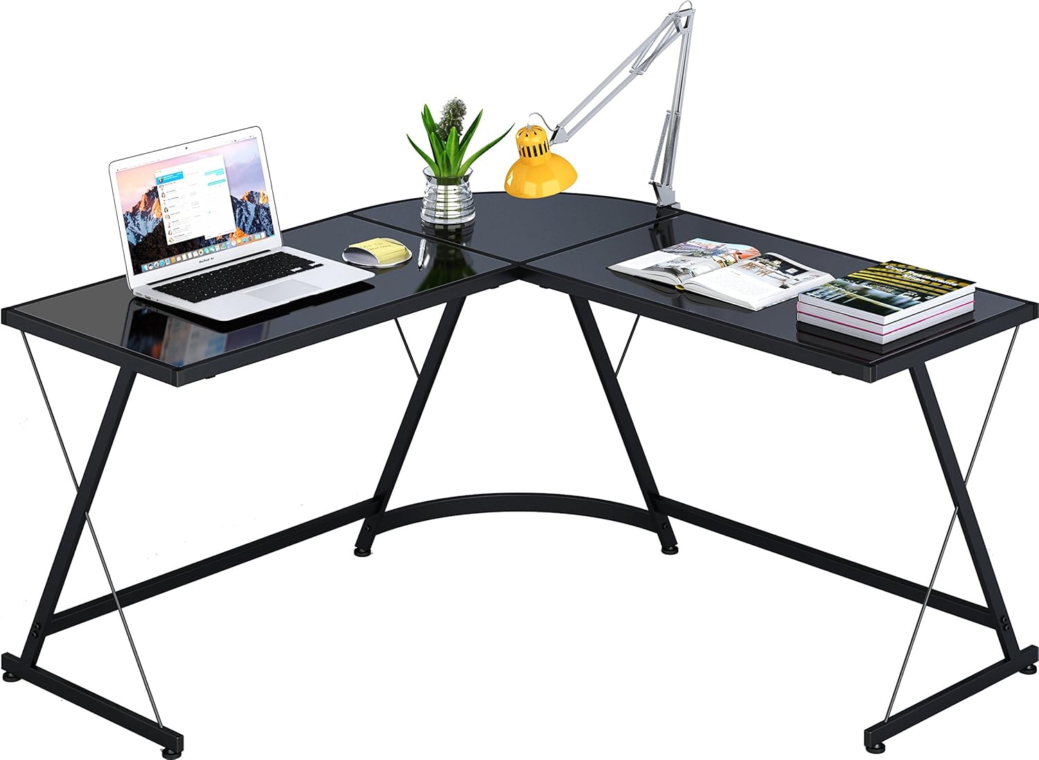 SHW L-Shape Corner Desk Computer Gaming Desk Table, Black: Home & Kitchen