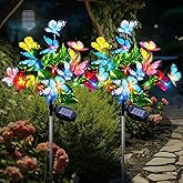 Fohil 2 Pack Solar Garden Lights Outdoor, Solar Butterfly Lights with 2 Lighting Modes, Waterproof Solar Powered Butterfly Li