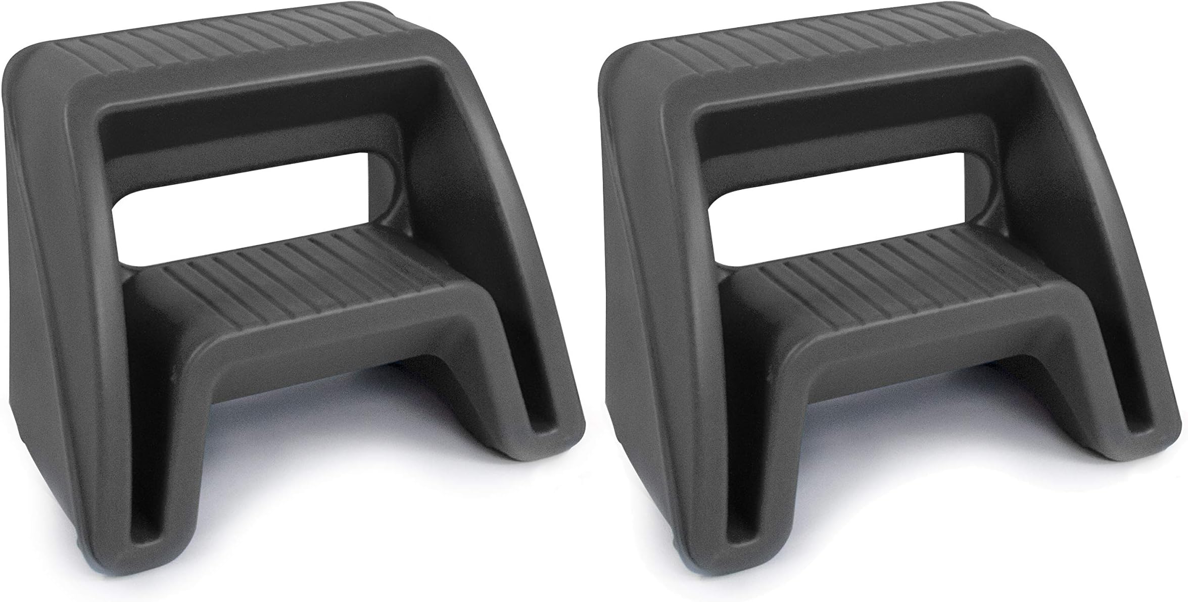 Simplay3 Handy Home 2-Step Plastic Stool (2 Pack), 16 inch Top Step (Gray)
