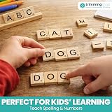 Trimming Shop 100pc Wooden Alphabet Number Tiles 20mm DIY Craft Game Pendant view 6