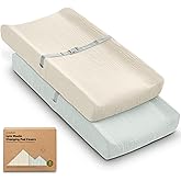 2-Pack Muslin Diaper Changing Pad Covers Boy, Girl,Soft Breathable (Willow) | Muslin Cotton Changing Table Cover, Organic Baby Changing Pad Sheets, Contoured Change Pads Liners, Machine Washable, 34x18