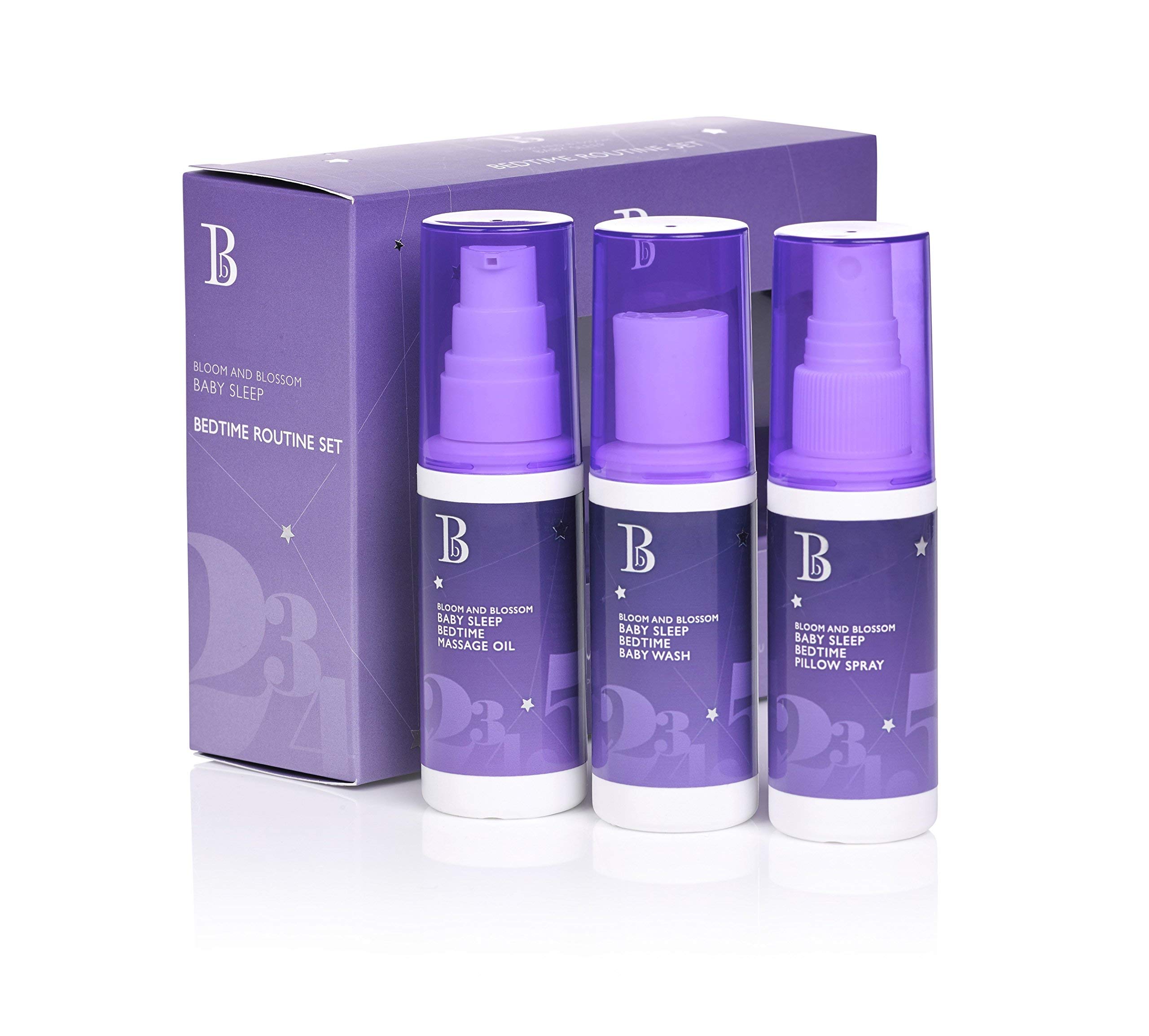 Baby Sleep Pillow Spray Gift Set | Bloom and Blossom | Baby Bedtime Routine Set, Natural, Cruelty Free and Vegan, 40/40/40ml