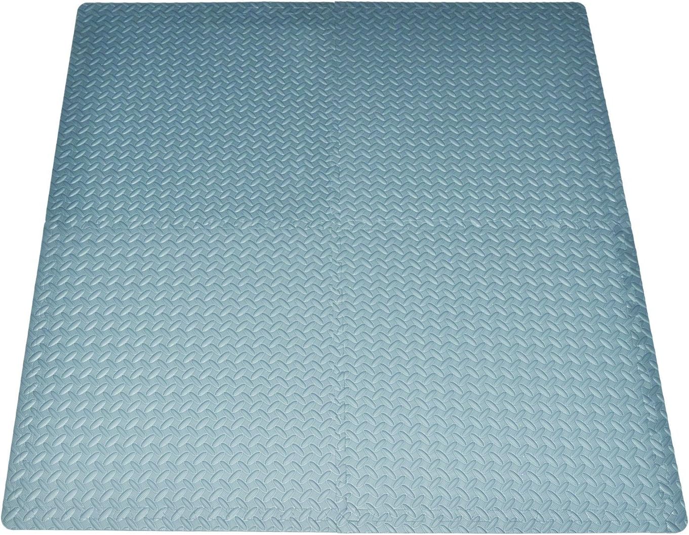 POCO DIVO 16-Square-ft Grey Exercise Mat Anti-Fatigue Interlocking Puzzle EVA Foam Floor Proctecting 4-Tile with 8-Border
